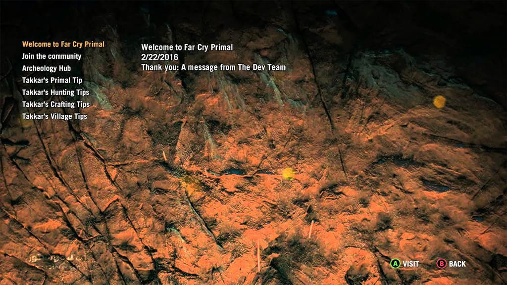 بازی Far Cry Primal برای PC 2 منوی بازی Far Cry Primal